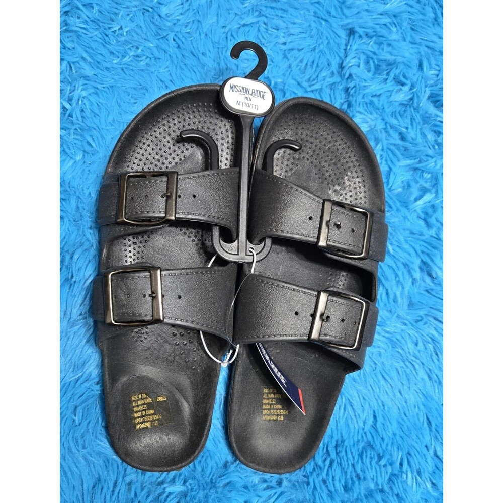 Mission Ridge Men's Black Double Strap Sandals Size M 10/11